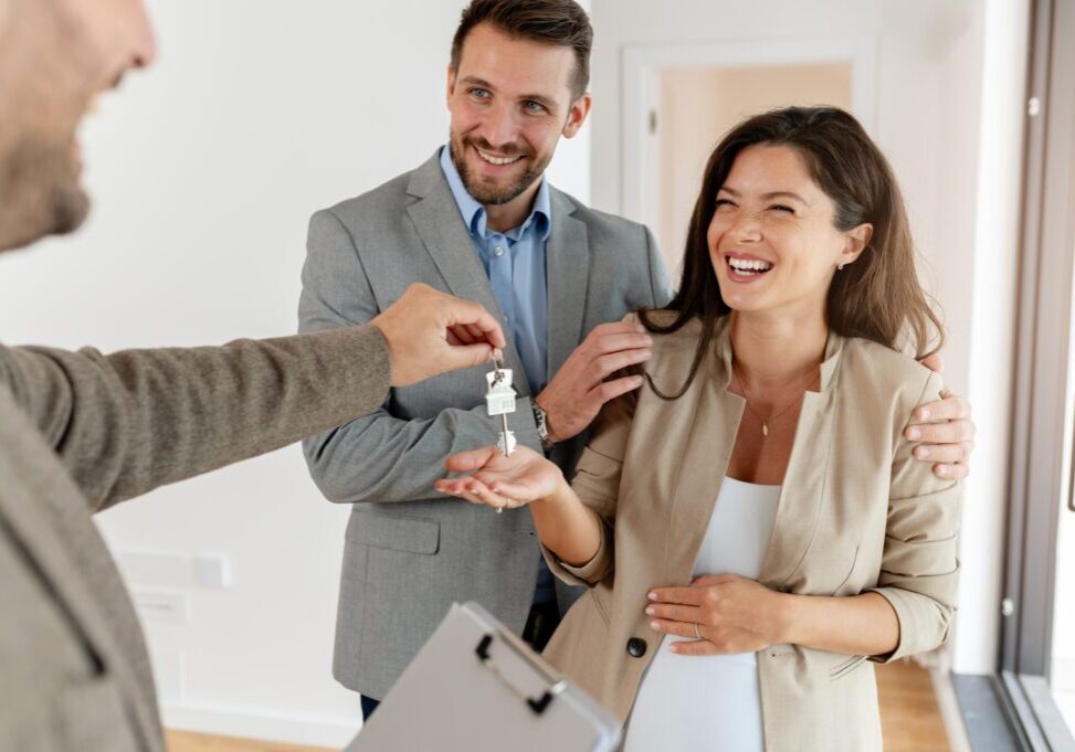 A successful real estate agent has just closed a deal with a beautiful and cheerful young married couple, eagerly anticipating the arrival of their baby. The future parents have purchased an apartment